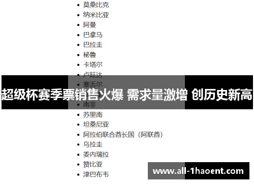 超级杯赛季票销售火爆 需求量激增 创历史新高 超级杯赛季票销售火爆 需求量激增 创历史新高